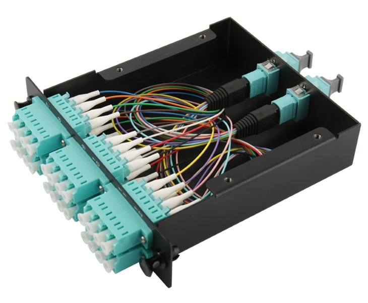 12 kaseta 12 vlakana OM4 multimodni MTP do 12 LC duplex aqua